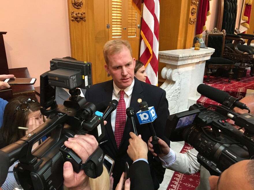 Rep Ryan Smith speaks to reporters [Statehouse News Bureau]