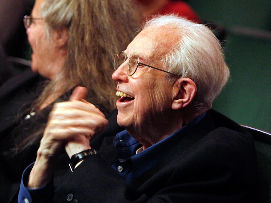 Composer Elliott Carter celebrated his 103rd birthday Thursday at a concert given in his honor at the 92nd Street Y (with Carol Archer, left, co-producer of the event).