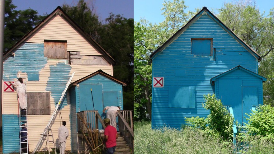As a part of her Color(ed) Theory project, Chicago-based artist Amanda Williams painted an abandoned house in a bright shade of turquoise that she calls "ultrasheen."