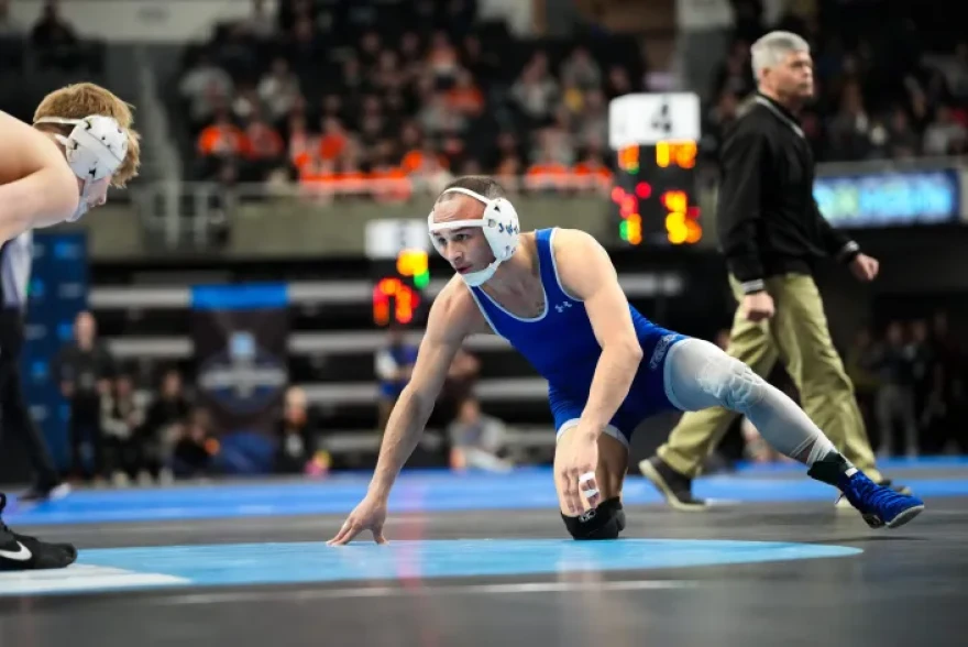 JWU’s Joziah Fry won the final match of the Division III Wrestling Championships for a share of the national title.