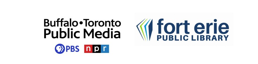 BTPM logo on the left and Fort Erie Public Library logo on the right against a white background.