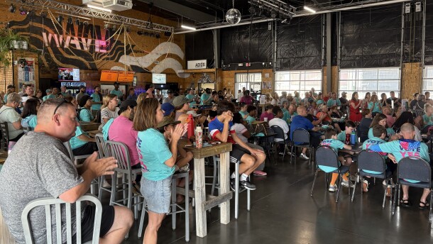 Teachers, volunteers and other community members on Saturday filled the Wave event venue in downtown Wichita for a rally launching the campaign to support a November bond referendum.