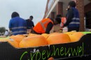 Students at Voorhees University in Demark, South Carolina, work at Thursday afternoon's food drive. Beets and potatoes were some produce items available.