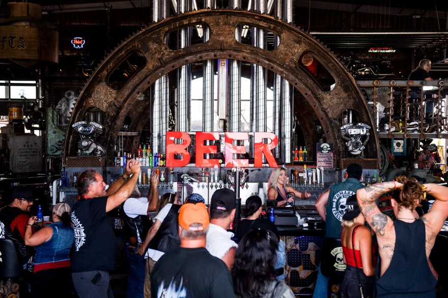 The Full Throttle Saloon in Sturgis, S.D., draws a crowd earlier this month during the 80th annual Sturgis Motorcycle Rally.
