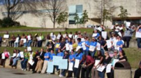 Some CMS teachers and support staff protest proposed teacher cuts. hspace=4
