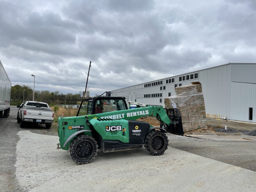 New machines being carried into the Blockware Mining warehouse in Paducah, Kentucky.