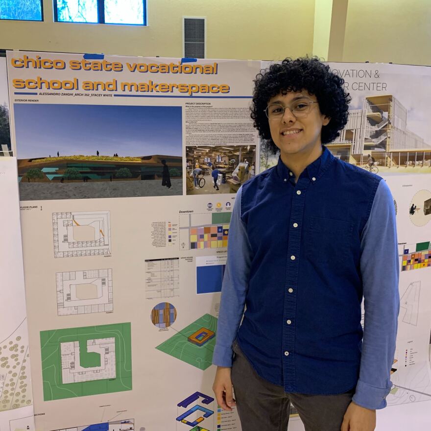 Third-year architecture student Alessandro Zanghi is proposing a new vocational college in Paradise to train people in carpentry, plumbing and other trades that will be in high demand as the foothills town looks to rebuild.