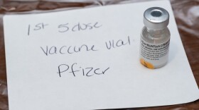 The first five-dose vial
of Pfizer/BioNTech COVID-19 vaccine. (The Smithsonian Institute/Northwell Health)