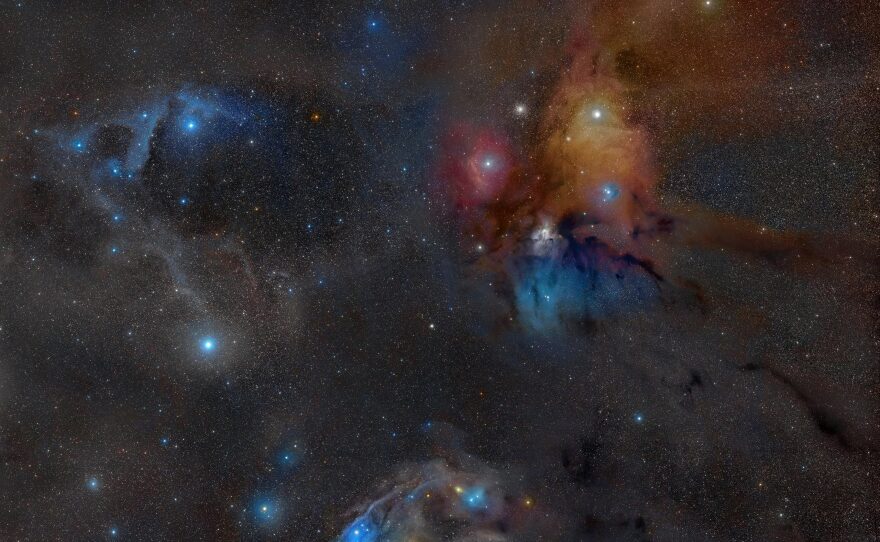 the colorful Rho Ophiuchi star system 