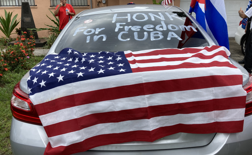 Gearing up for the Caravan for Liberty and Democracy in West Tampa. Steve Newborn/WUSF Tampa