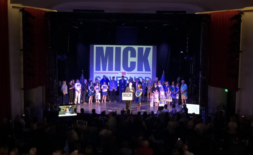 Mick Cornett speaks to his supporters after advancing to the Republican runoff primary election.