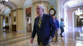 Senate Minority Leader Mitch McConnell, R-Ky., walks to the chamber for final votes before the Memorial Day recess, at the Capitol in Washington, Friday, May 28, 2021.