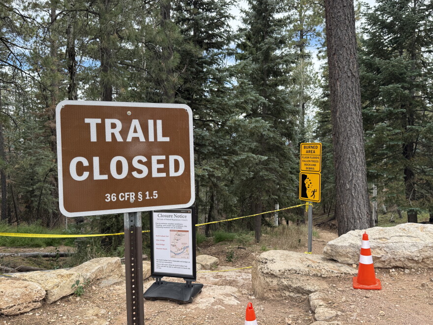 Officials closed the North Kaibab Trail, seen here on Sept. 6, 2026, indefinitely following major damage from flash floods the week before.