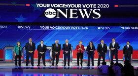 Democratic presidential candidates stand on the primary debate stage at Texas Southern University on Sept. 12, 2019. Next month, a dozen of those candidates are expected to debate at Ohio's Otterbein University in Westerville.