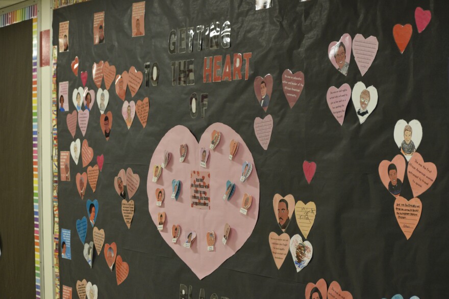 Students filled out a bulletin board with all the important figures in Black history that they learned about throughout the month.