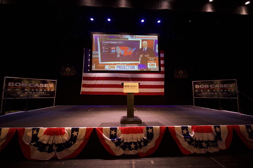 Sen. Bob Casey did not address his supporters on Tuesday night.