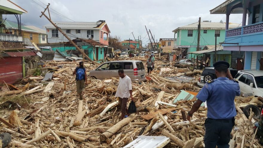 View of damage caused the day before by Hurricane Maria near Roseau, Dominica, on Wednesday.