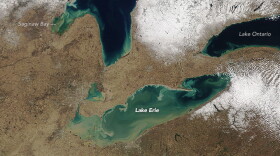An image of Lake Erie captured by NASA on April 20, 2018.