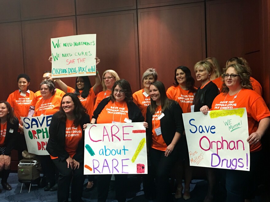 Advocates for the National Organization of Rare Disorders rallied on Capitol Hill and then visited a couple of dozen lawmakers to argue for the orphan drug tax credit.