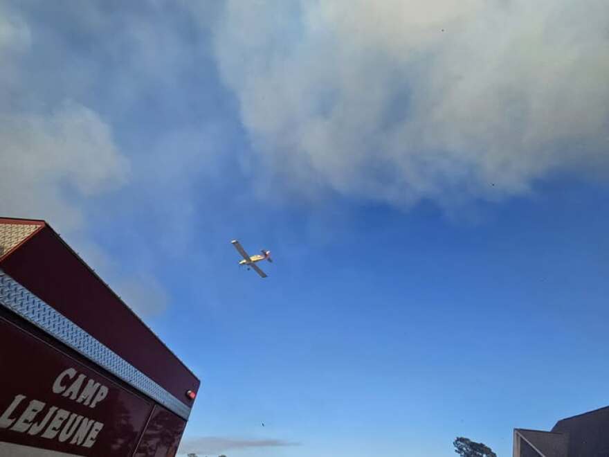 Onslow County Emergency Services and several local fire departments rare working in coordination with NC Forestry's planes and plows.