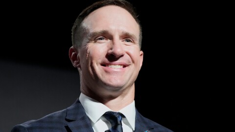 Drew Brees smiles after being announced for the Pro Football Hall of Fame class of 2026 during football's NFL Honors award show in San Francisco, Thursday, Feb. 5, 2026. 