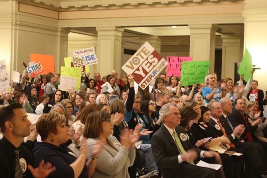 Oklahoma teachers rallied in support of the Step Up Oklahoma plan on February 12, 2018. The plan would have provided $5,000 teacher pay raises, but failed in the House. 