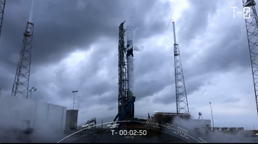 SpaceX's Falcon 9 CRS-18 launch was scrubbed Wednesday due to weather. Photo: SpaceX
