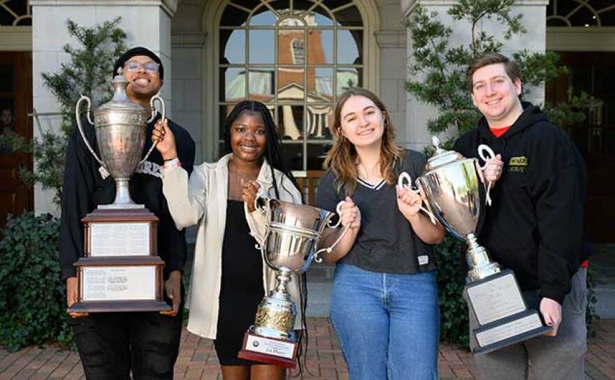 From left to right: Wake Forest debaters Tajaih Robinson, Iyana Trotman, Ana Bittner and Ari Davidson. Photo by Lyndsie Schlink courtesy of Wake Forest University.