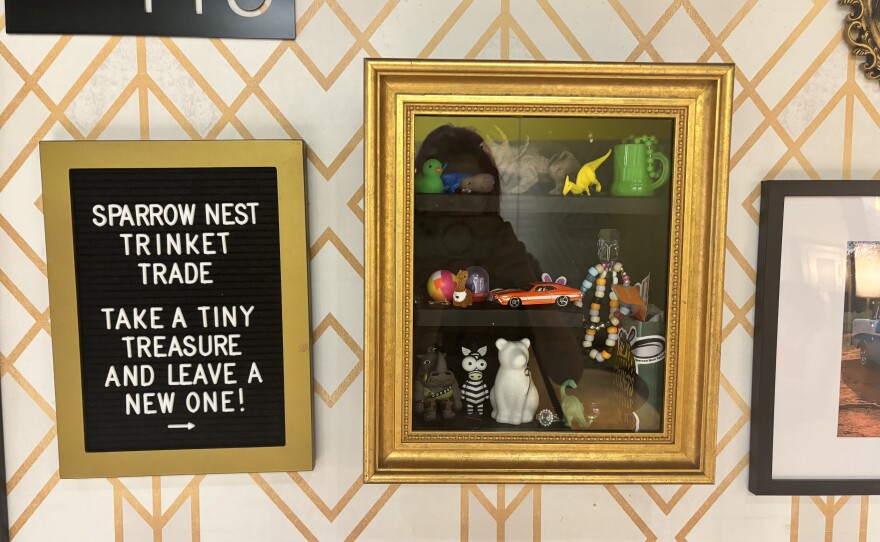 The trinket trading box at Sparrow Nest Coffee, Aug. 12, 2026.