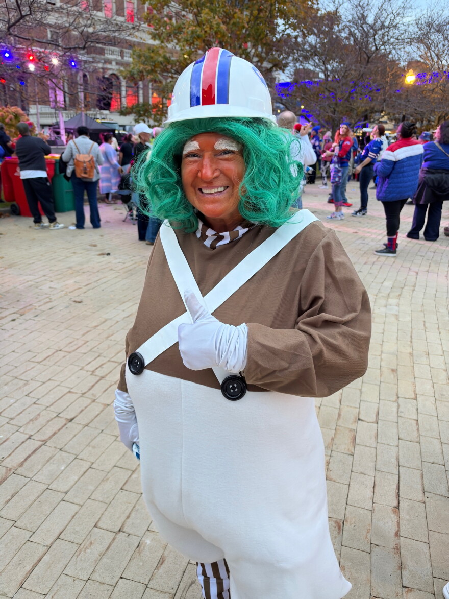 Bills fan, Lori Mroz, at the Buffalo Bills rally downtown.