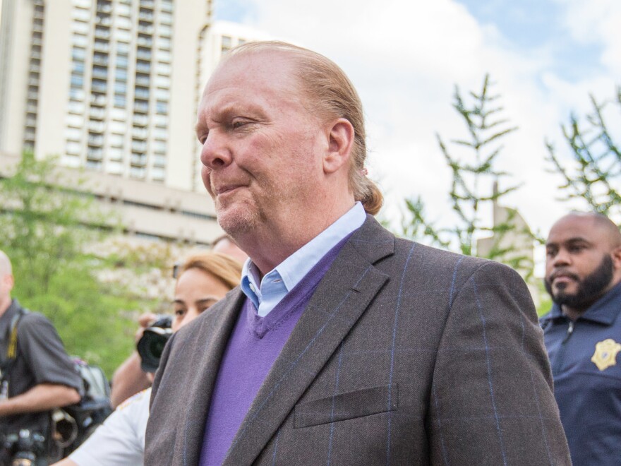 Celebrity chef Mario Batali leaves Boston Municipal Court on Friday following a court appearance on a charge of indecent assault and battery in connection with a 2017 incident at a restaurant of his in Boston.