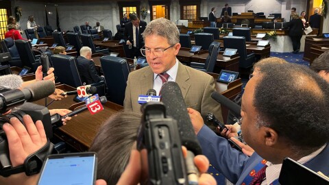 Senate President Pro Tem Rodric Bray takes questions on Monday, Dec. 8, from reporters on whether there are votes to pass a new congressional map favoring Republicans. &quot;We&#039;ll all find out Thursday,&quot; he said.