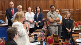 Visitors to the House floor listening to Rep. Jane Garibay call for Connecticut to apologize for its colonial witch trials on May 10, 2023.