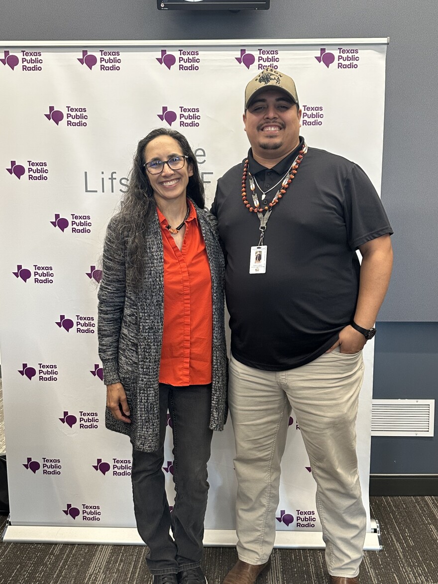 TPR's Norma Martinez with Ramon Diego Vasquez, program manager with the American Indians in Texas at the Spanish Colonial Missions.