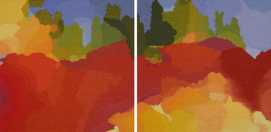 Ramona Sakiestewa (Hopi), <em>Nebula 22 & 23</em> (diptych), 2009, tapestry, wool warp and dyed wool weft