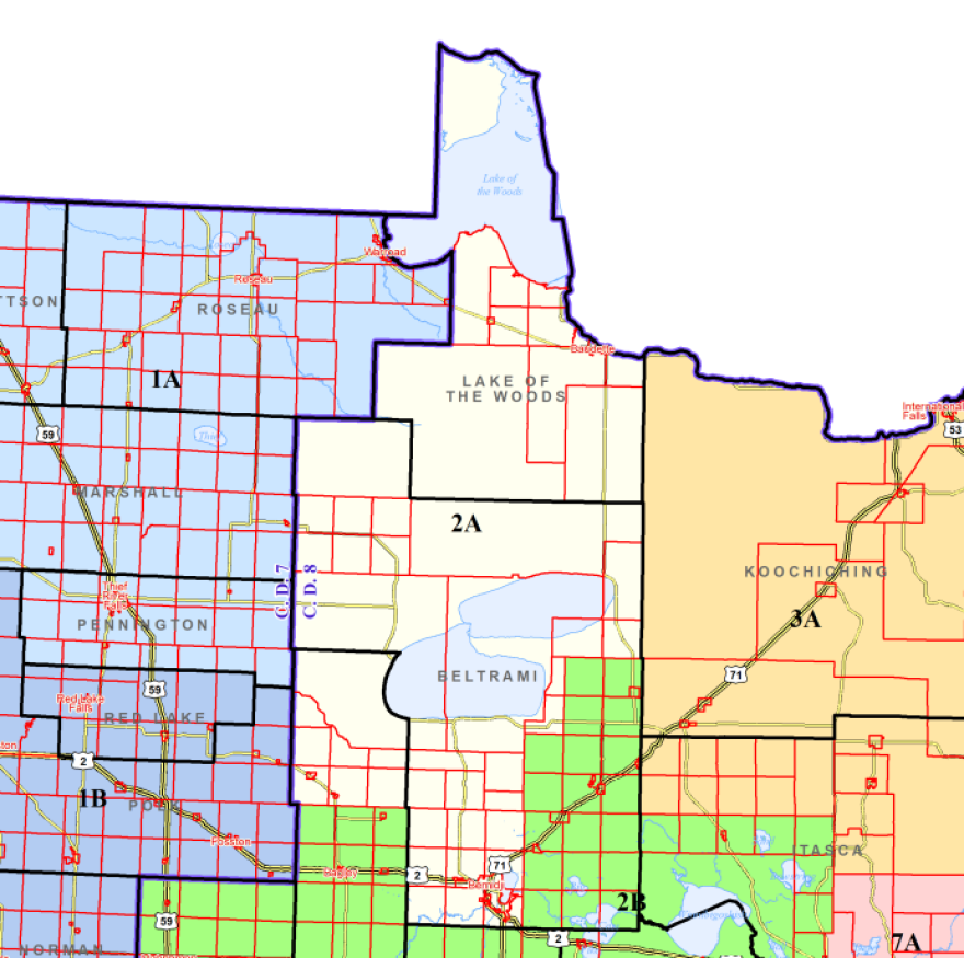 House District 2A, as of the 2020 Census data, includes Lake of the Woods County and portions of Beltrami and Clearwater counties.