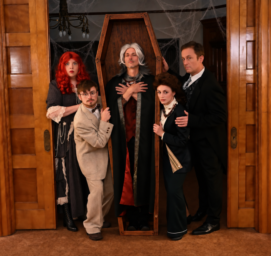 The cast of the Old Town Playhouse production of "Dracula: A Comedy of Terrors": (L to R) Henry Parvel, Chase Mead, Jay Simon, Ashley Patti, Ian Greenlaw