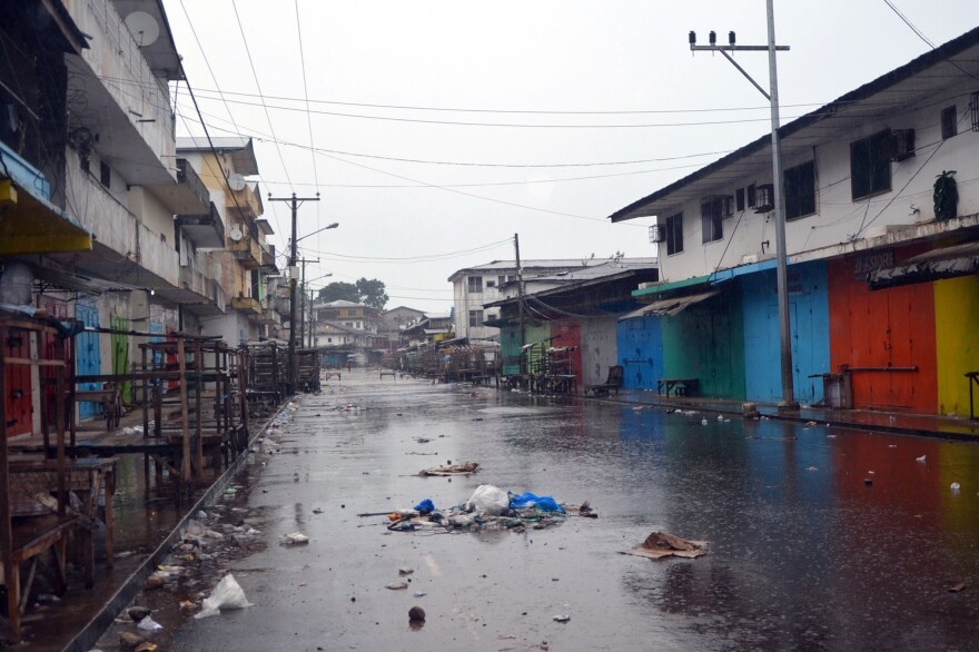 Shops are closed in Monrovia's West Point neighborhood as part of a quarantine to contain the spread of Ebola.