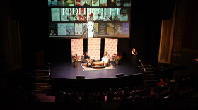 NHPR's Rebecca Lavoie and NY Times bestselling author Jodi Picoult at the NH Book Festival