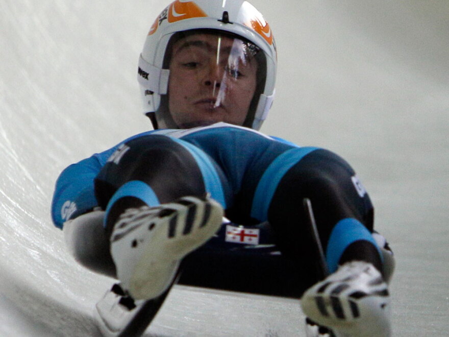 Nodar Kumaritashvili of Georgia is seen just before crashing Friday during a training run for the men's singles luge at the Vancouver Olympics in Whistler, British Columbia.