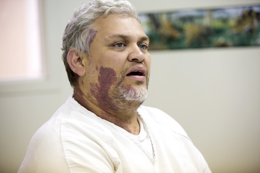 Francisco Rodriguez speaks at Suffolk County House of Corrections in August. (Jesse Costa/WBUR)