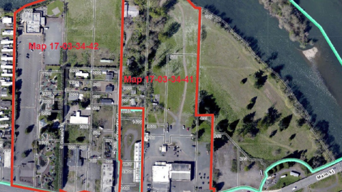 An updated photo of the Glenwood Riverfront Redevelopment project area.