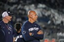Penn State's head coach James Franklin reacts following an NCAA college football game against Northwestern, Saturday, Oct. 11, 2025, in State College, Pa. 