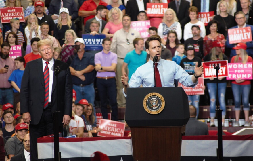 Josh Hawley addresses the crowd at President Trump's rally in Springfield.