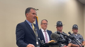 Kentucky State Police Commissioner Phillip Burnett Junior addressing media about the body found in Laurel County