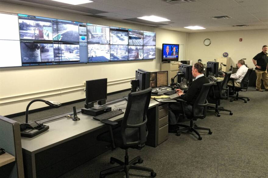 Inside the Regional Operations Center, where IMPD monitors several live cameras around the city.