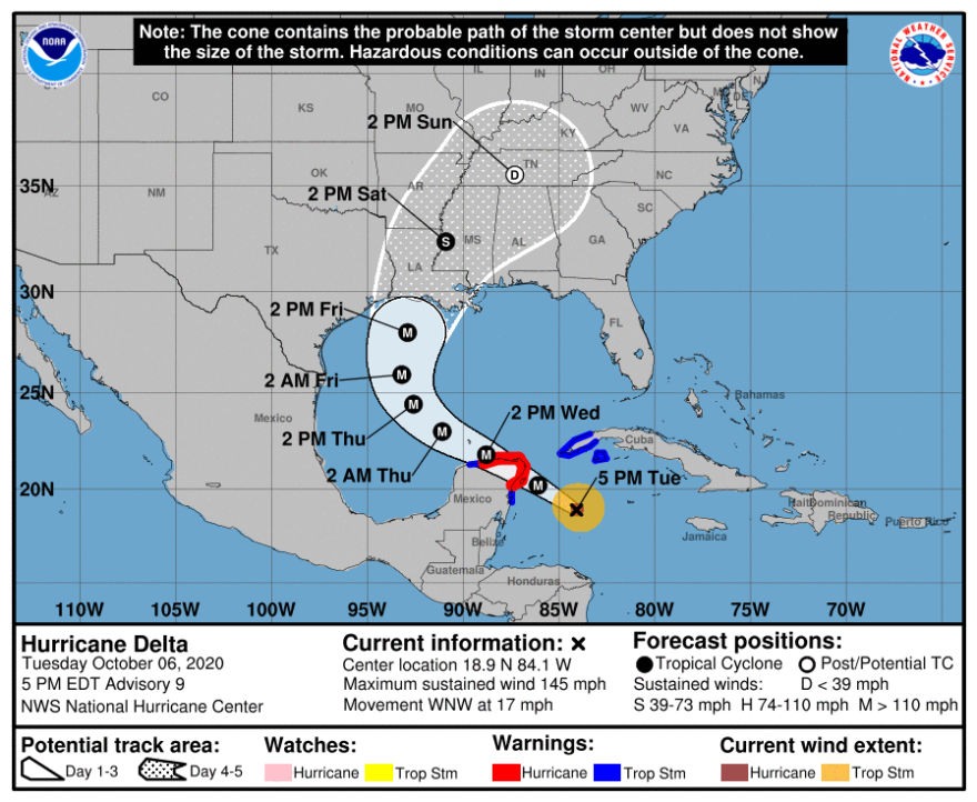 Hurricane Delta is expected to remain a major hurricane as it approaches the Louisiana coast.