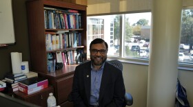 Khan Iftekharuddin sits in his office at Old Dominion University.