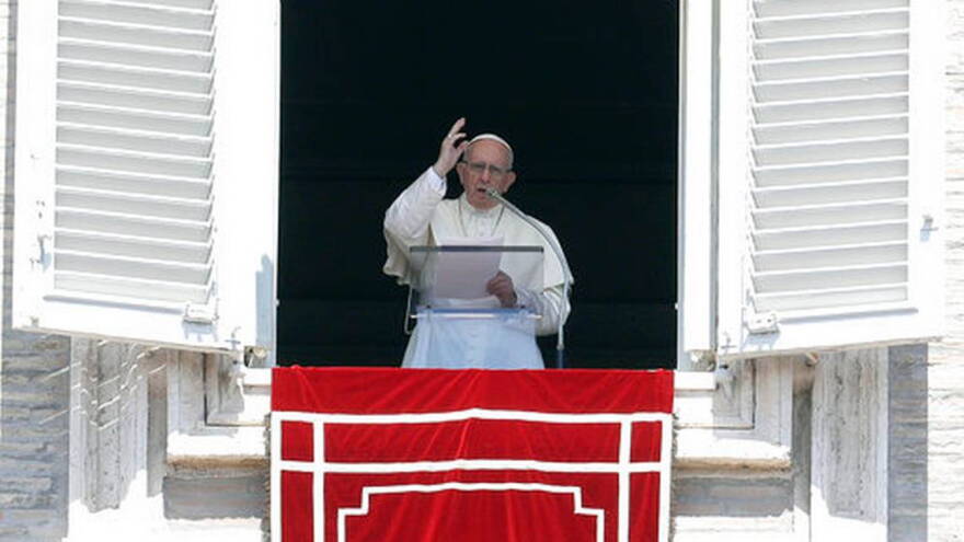 TOO LITTLE TOO LATE? Pope Francis delivers a blessing from the Vatican this week.
