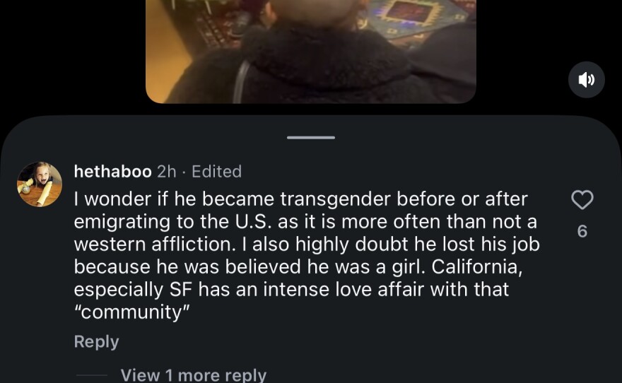 Anti-trans language on Parivar's social media page.